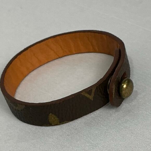 Louis Vuitton Monogram Canvas Vachetta Leather Bracelet Bonze - Picture 1 of 11